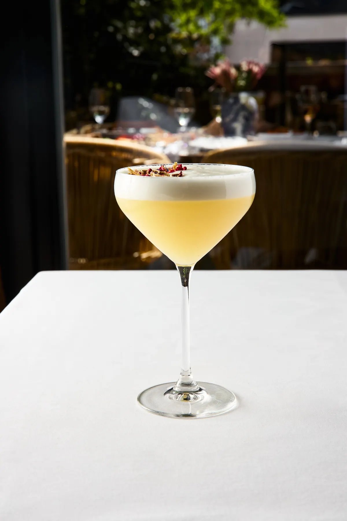 Cocktail on a white tablecloth