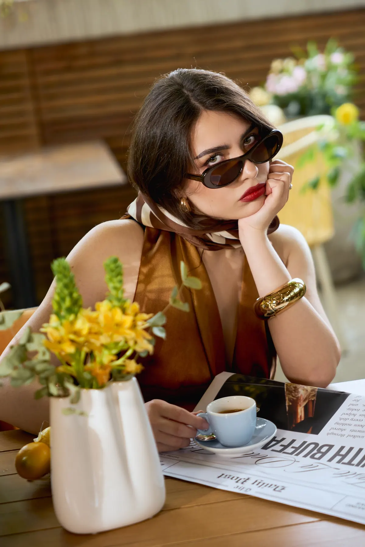 Guest in sunglasses on the terrace