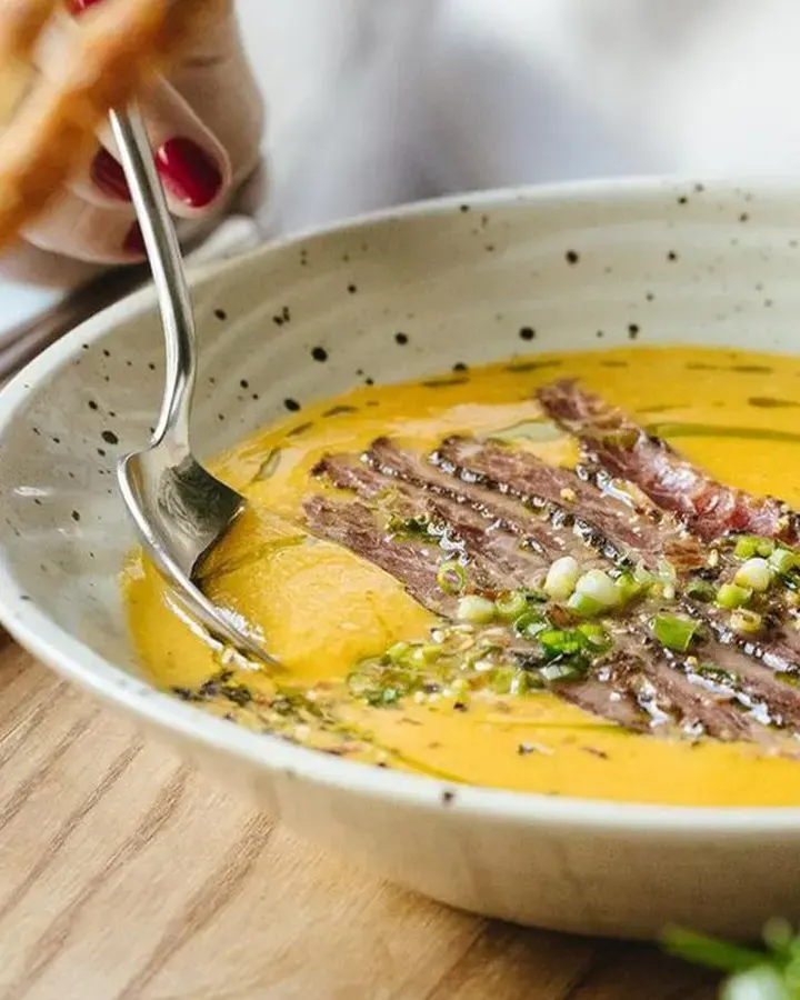 Pumpkin soup from the autumn menu