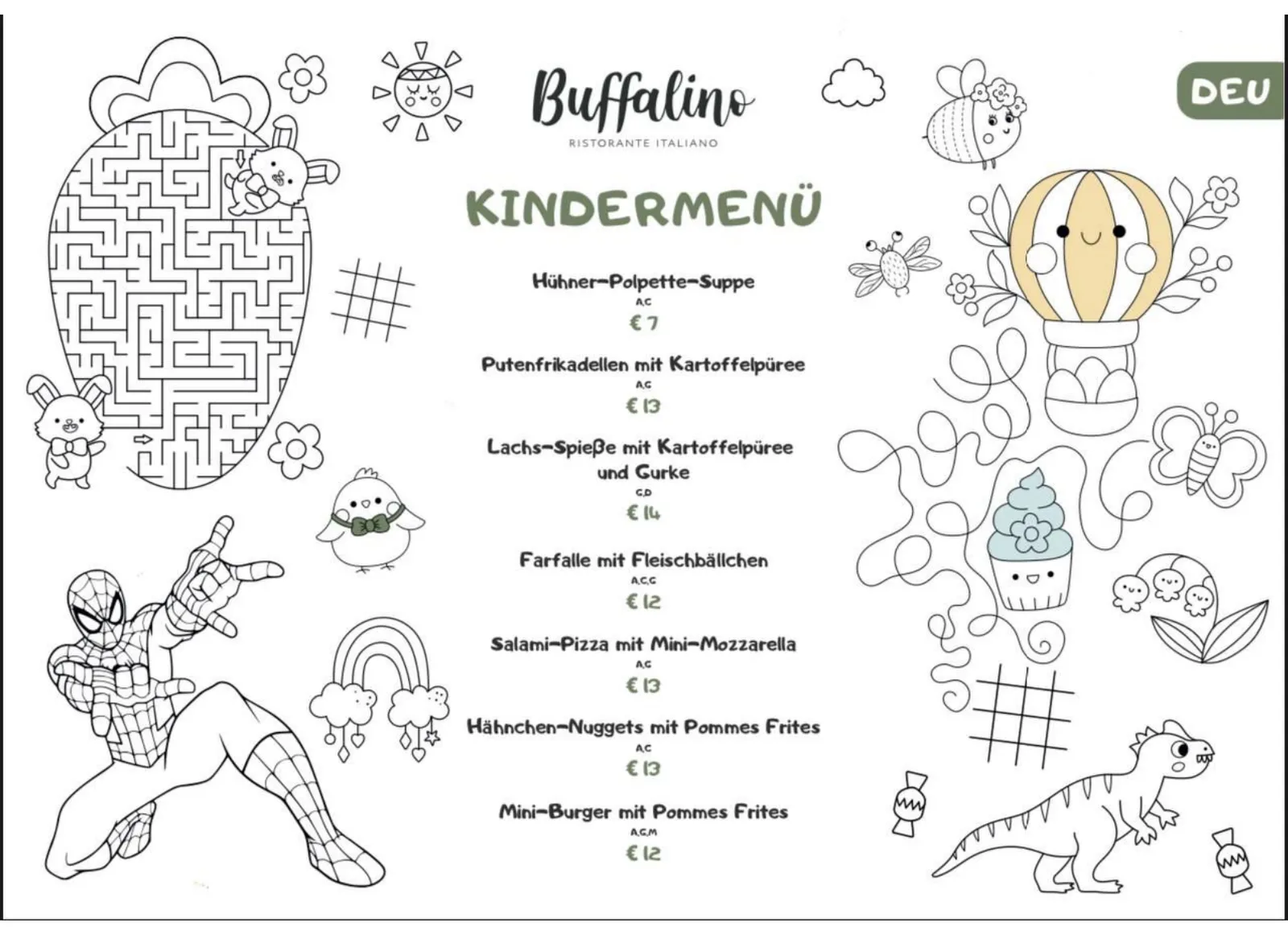 Kindermenü des Buffalino